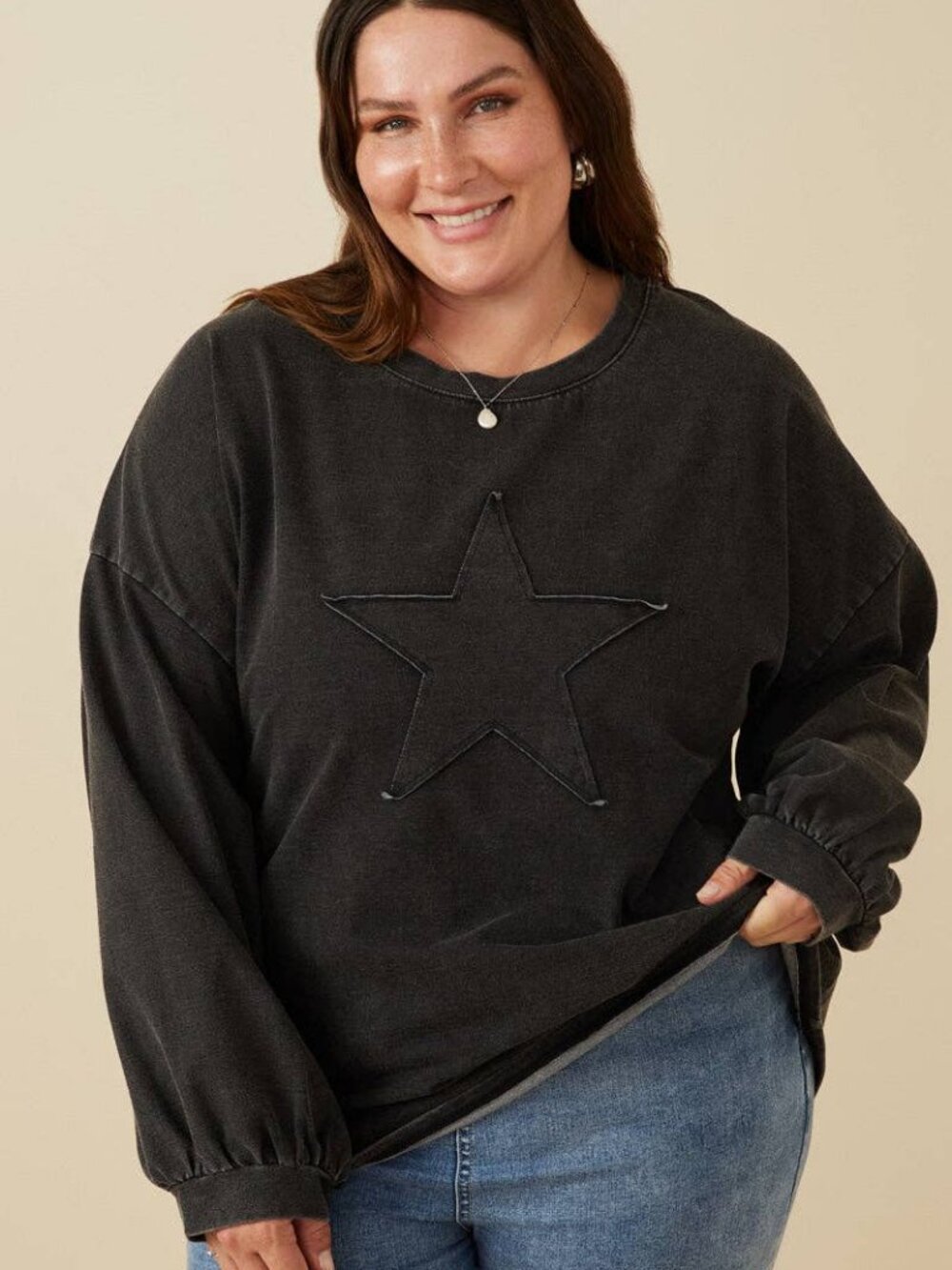 NWT You're A Star Sweatshirt in Washed Black